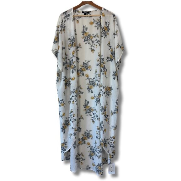 Torrid Floral Kimono in White and Yellow - Picture 1 of 9